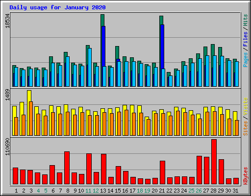 Daily usage for January 2020