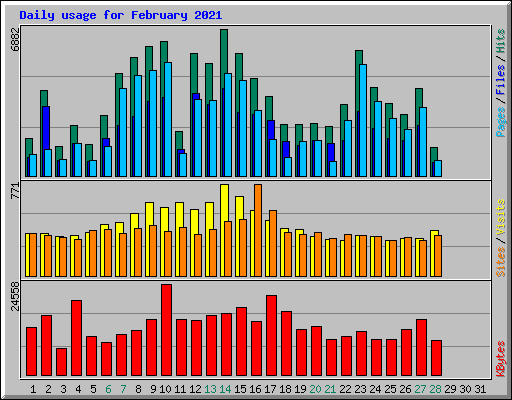 Daily usage for February 2021