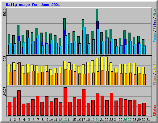 Daily usage for June 2021