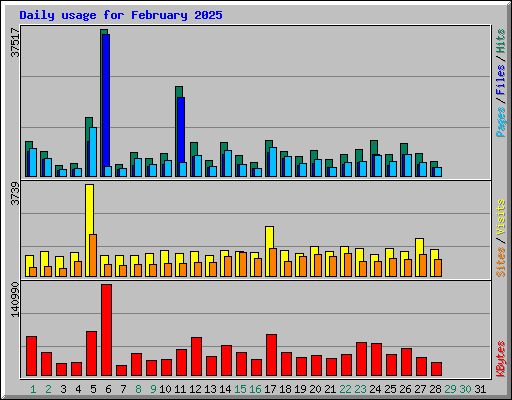Daily usage for February 2025